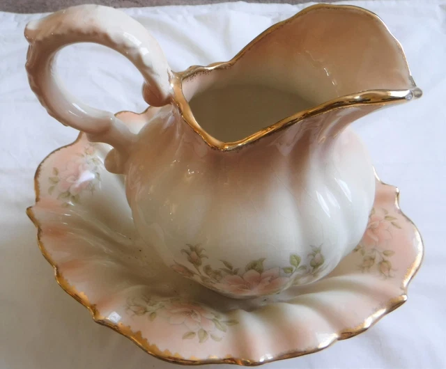 Vintage Wash Jug and Bowl, Rose Design, Ironstone, Staffordshire (L2)