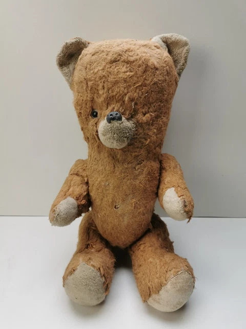 Ancien ours en peluche de 21 pouces, fabricant inconnu probablement français des années 1920 avec mécanique cassée à l'intérieur - France