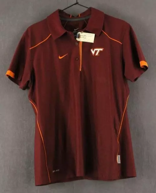 EUC Virginia Tech VT Logo NIKE Dri Fi Short Sleeve Golf Shirt Maroon Ladies LG