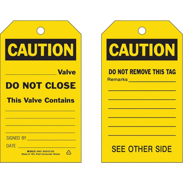 BRADY 86607 Caution Tag,7 in H,4 in W,Polyester,PK10