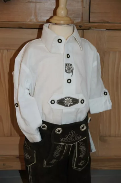 KIDSTRACHT Trachtenhemd Hemd weiß Edelweiß Gr 80 -164 z  Kinder Lederhose Tracht