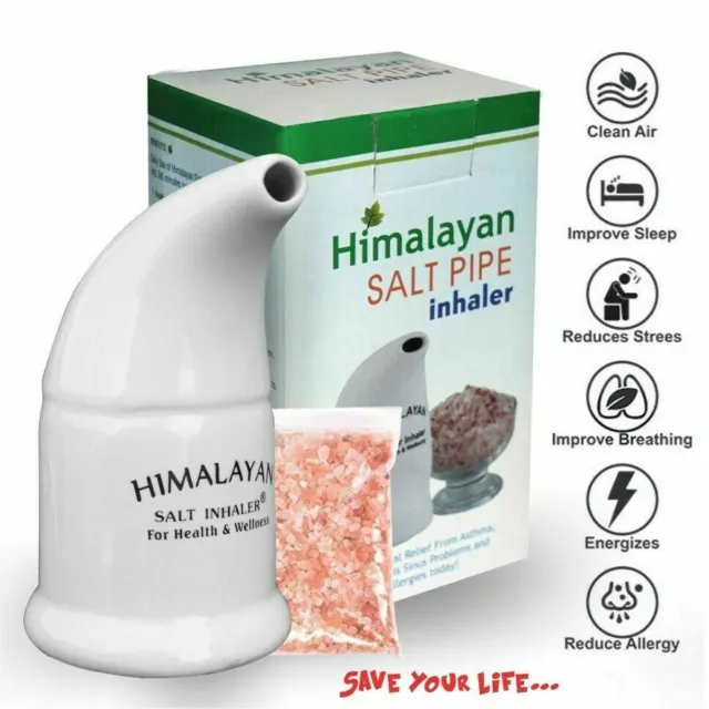 Anti Bacteria Salt Therapy Pipe Inhaler + Free Pure Natural Pink Rock Salt