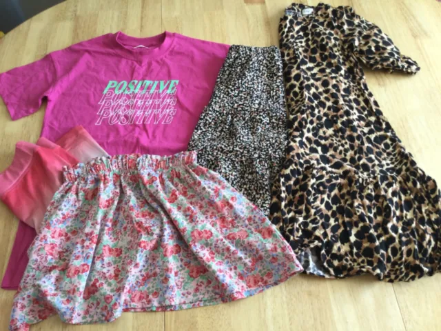 Pacchetto vestiti ragazze età 5-6 6-7 anni abito top gonna arcobaleno rosa midi