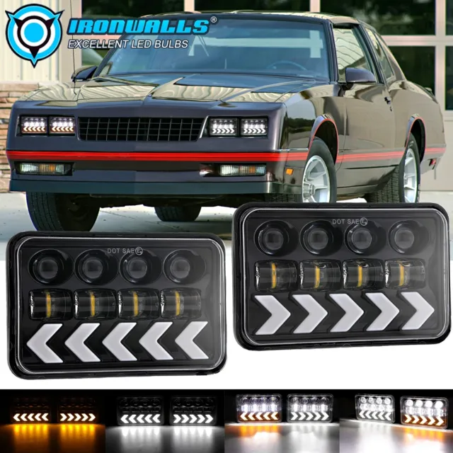4x6" LED Headlights Hi/Low Beam DRL For Chevrolet Camaro Iroc-Z Z28 1982-1992