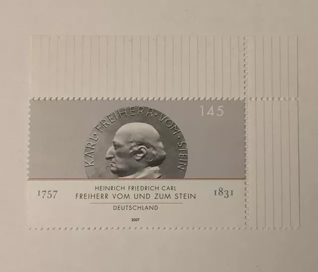 Briefmarken 2007 Bund Freiherr vom und zum Stein Mi.Nr. 2624 Postfrisch EoR