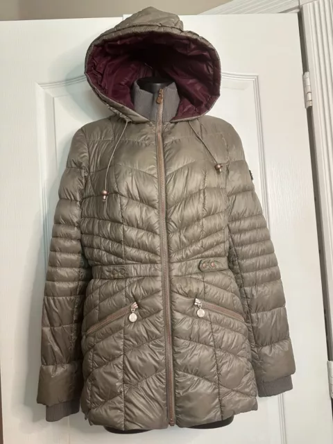 Bernardo Down Packable Jacket Quilted Puffer Coat Hooded Primaloft XS Two Toned