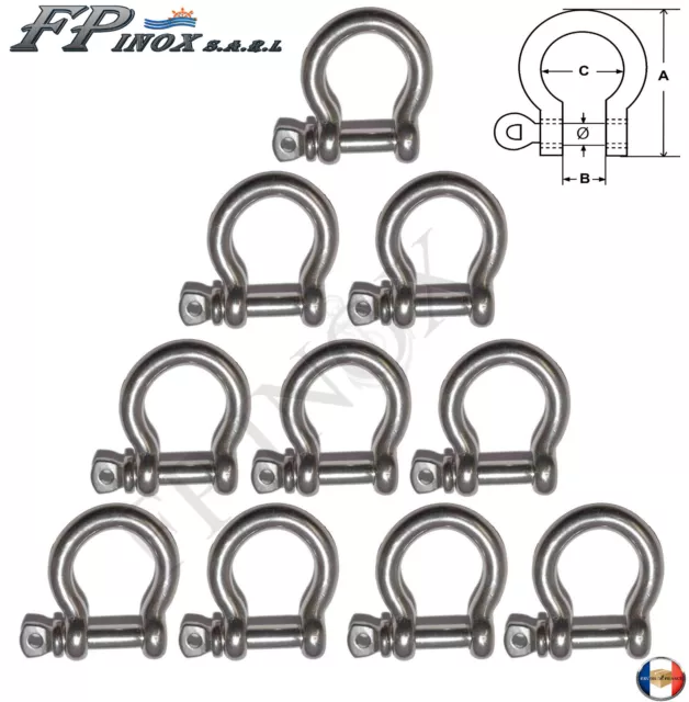 Manille Lyre 4mm Libre Passage 8mm ( Lot de 10 ) inox 316 - A4