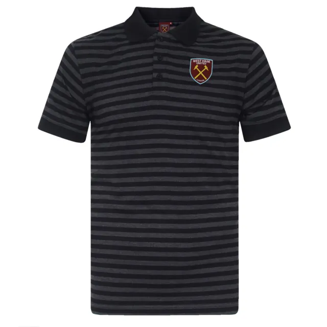 West Ham United Mens Polo Shirt Striped OFFICIAL Football Gift