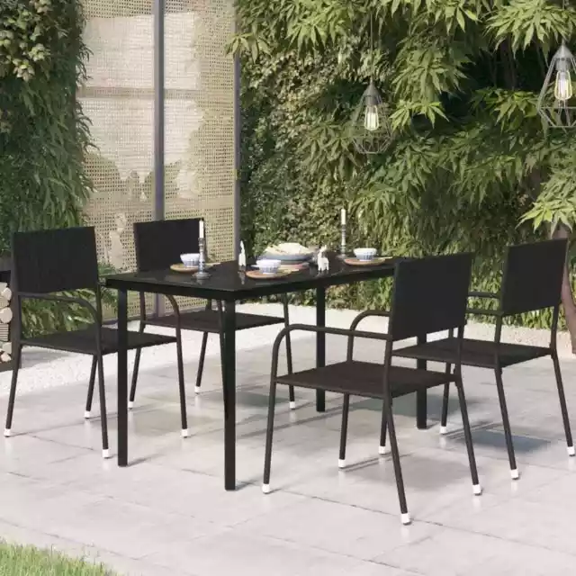 Garten-Esstisch Schwarz 140x70x74 cm Stahl und Glas