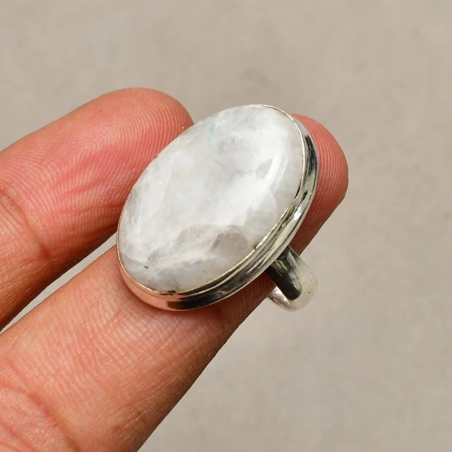 Bague En Argent Sterling 925 Faite Main Avec Opale Triplet Orange - Taille 6 - Sans Nickel - Neuf