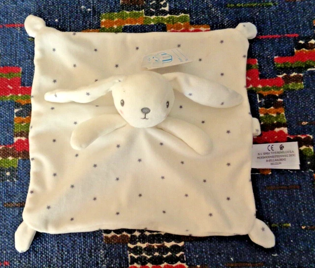 Fn / Doudou Plat Simba Kiabi Lapin Blanc Etoile Grise  Neuf