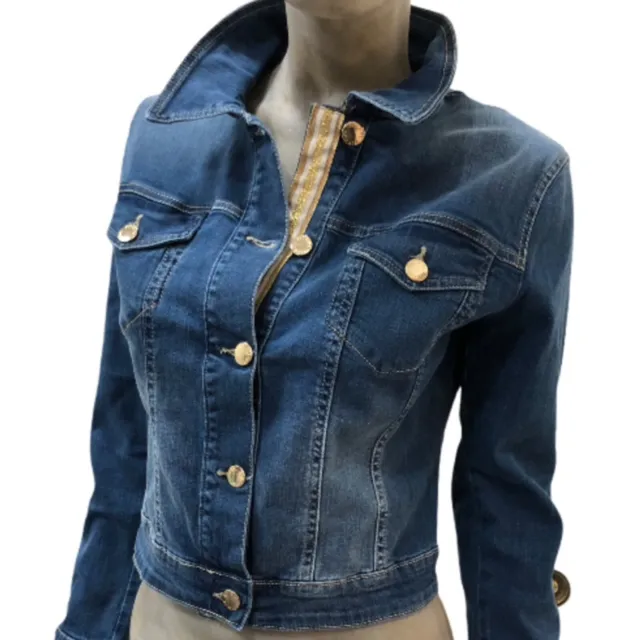 Fly Girl Giubbotto Donna Giubbino in Jeans Denim Blu Giacca Jacket Cotone