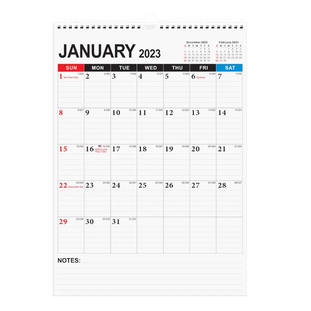 Calendario de arranque de bobina papel calendario de pared 2023 planificador de pared calendario