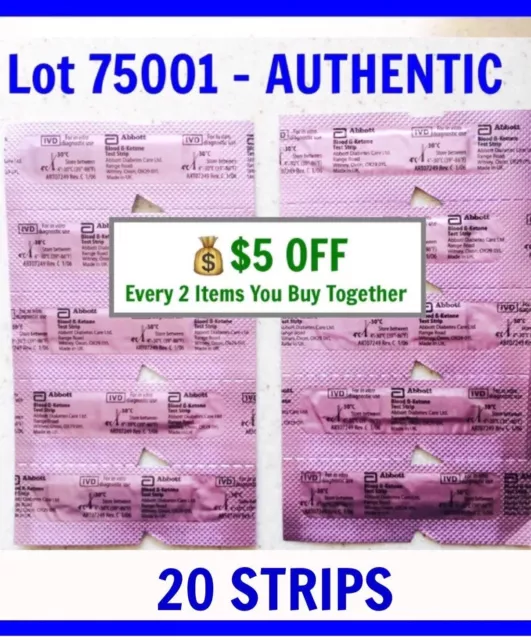 20 Abbott Blood Ketone Test Strips for PRECISION XTRA Meter- exp OCT-2024 KETO