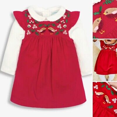 Jo Jo Maman Bebe CHRISTMAS Baby Girls Pinafore Dress Set 12-18 Months - RRP £25
