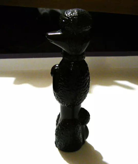 VINTAGE AVON COLLECTABLE  1970's BLACK GLASS DOG POODLE PERFUME BOTTLE EMPTY