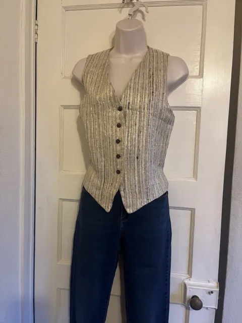 Wallis Ladies Gold Silk Waistcoat - UK 10