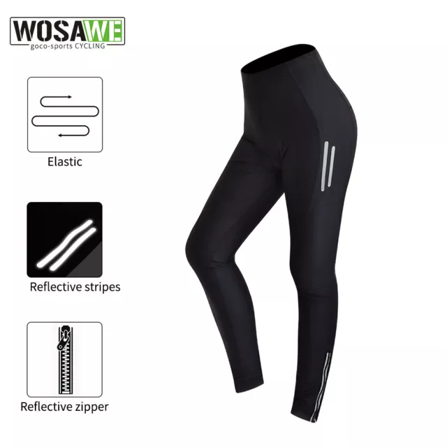 WOSAWE Women's Cycling Pants Gel Padded Bike Tights Reflective Breathable Ladies
