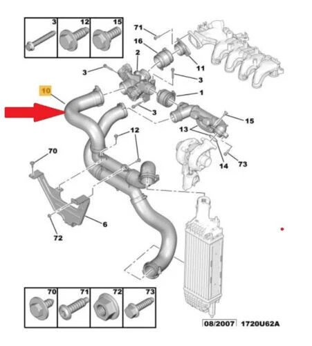 Turbo Oil Feed Pipe For Peugeot 308, 407, Partner 1.6 HDI 110 PS Diesel Engines
