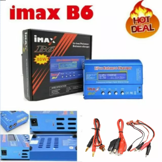 IMAX B6 80W Caricabatterie Lipo NiMh Batteria Equilibrio Caricabatterie Digitale