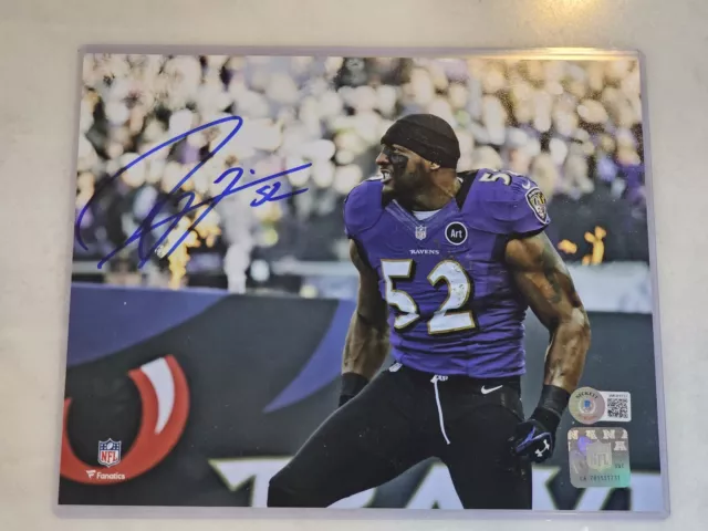 Ray Lewis Autographed/Signed 8x10 Photo Beckett Baltimore Ravens