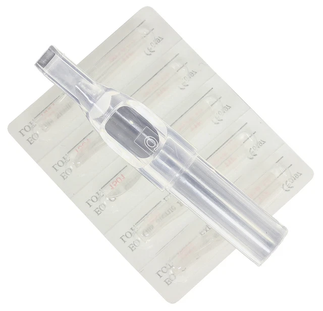 {PiA} 5 x 9 punta de tatuaje plana TRANSPARENTE punta de tatuaje desechable punta de tatuaje 9F punta de tatuaje
