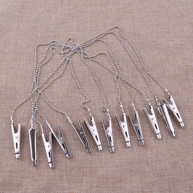 6Pcs Stainless Flexible Dental Bib Clips Napkin Holder Ball Chain Dentist m