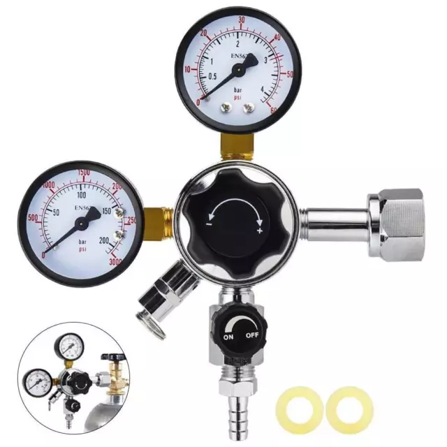 Dual Gauge Co2 Regulator Dual Stage 0-60 PSI 0-3000 PSI Pressure Draft Beer