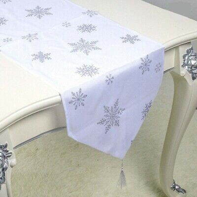 Christmas Table Runner Table Snowflake Cloth Cover Dining Xmas Home Party Decor