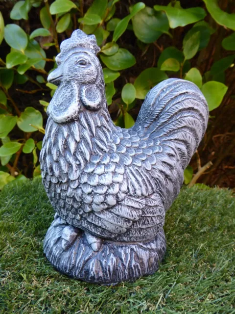 Hand Crafted Cast Stone Chicken Hen Rooster Bird Garden Ornament 11cm tall