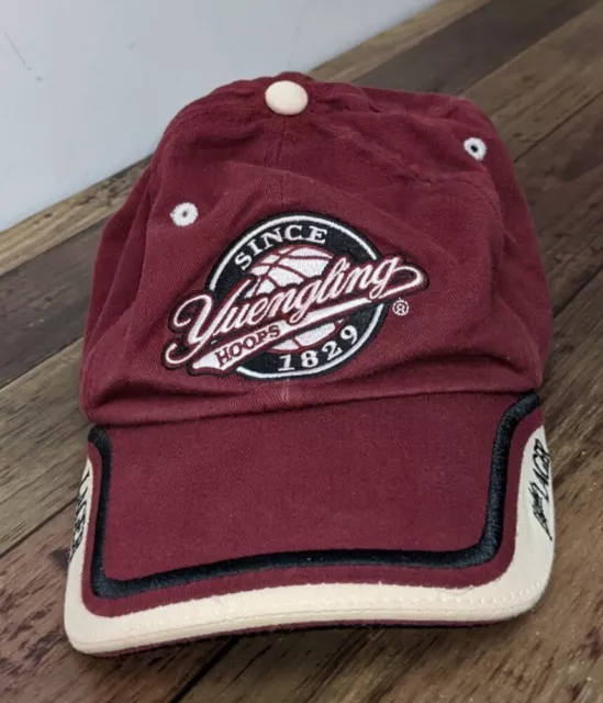 Yuengling -Hoops Burgundy Cream Adjustable Hat Cap Lager Americas Oldest Brewery