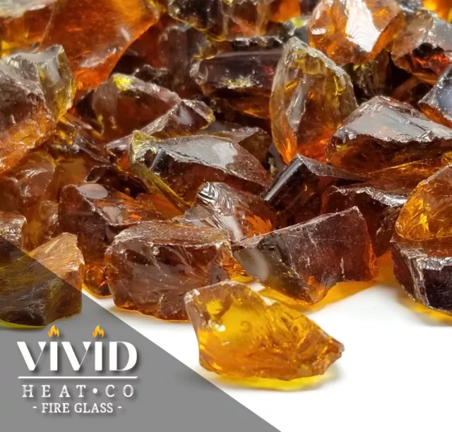VIVID COPPER AMBER 1/2" - 3/4" Large Fireplace Fire Pit Fireglass Glass Crystals