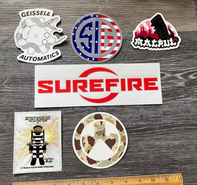 New Military Stickers: SIG, MAGPUL, SUREFIRE, lot of 6
