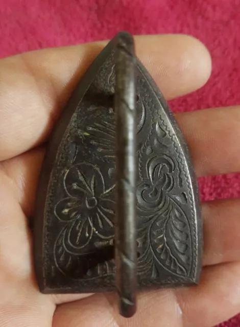 119c Antique Mexican Amozoc Iron forged Sad Clothing Engraving 2.50"x1.75" -HTF-