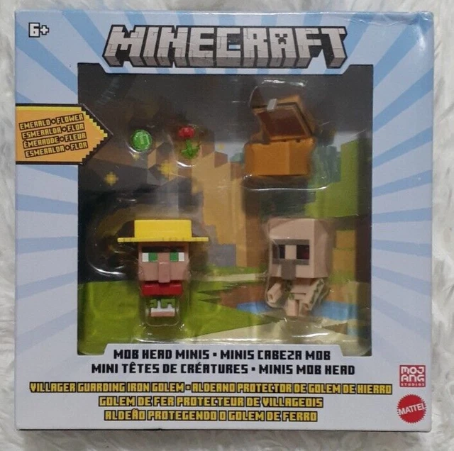 MINECRAFT MOB HEAD Minis Villager Guarding Iron Golem Pack With 2