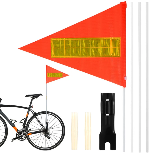 Drapeau De Sécurité Triangulaire Pour Vélo Enfant – Haute Visibilité, Réglable, Avec 6 Autocollants étoiles Réfléchissants Et Accessoires De Montage – Rose