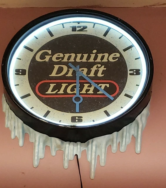 Miller Genuine Draft Light Beer Neon Clock Blue Neon