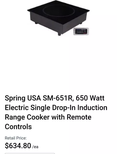 Spring USA SM-651R MAX Induction® 650 W Drop In Induction Warmer