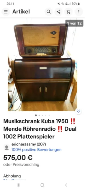 Dual 1002 Plattenspieler Musikschrank Kuba Mende Röhrenradio 1950 ❤️