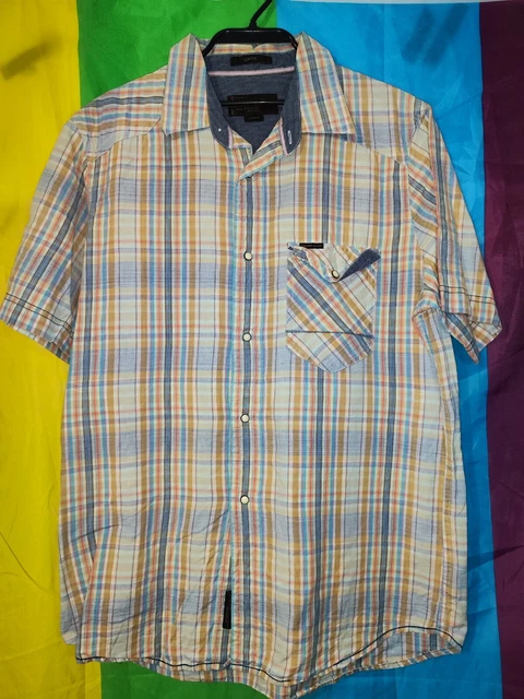 Chemise Marlboro Classics – Taille L – Manches Courtes Blanche à Rayures – Coton – Occasion Très Bon état