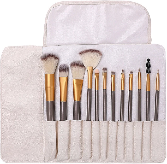Set Pennelli Make Up 12 Pennelli Professionale Per Trucco Custodia Omaggio