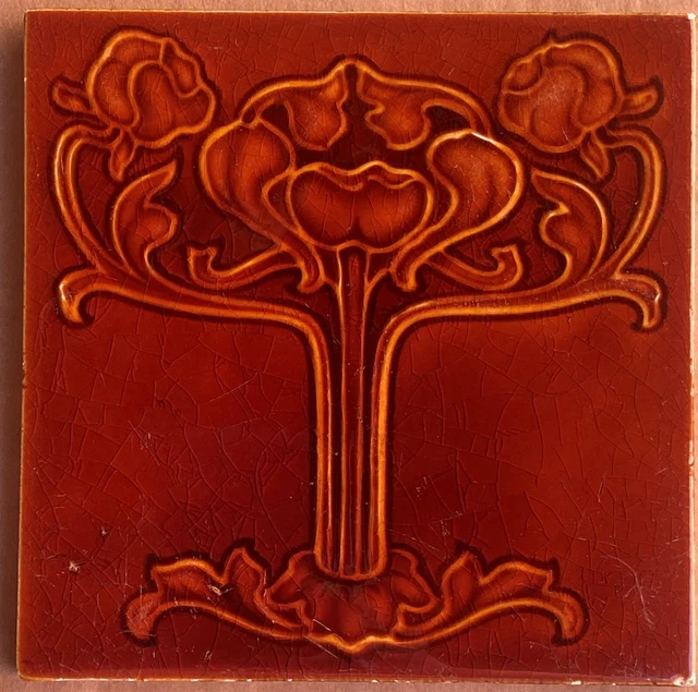 England - Antique Art Nouveau Majolica Tile C1900