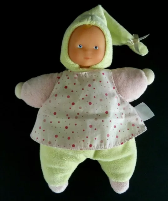 *. DOUDOU PELUCHE COROLLE POUPEE FILLE LUTIN ROSE VERT JAUNE POIS grelot NEUF*