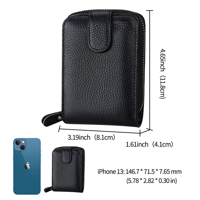 Men Women Wallet Genuine Leather RFID Zip Around Bifold Credit Card Holder Purse 16