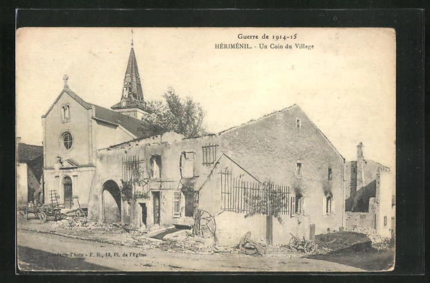 CPA Herimenil, Un Coin du Village, détruites Gebäude 1915