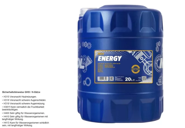 20 Liter MANNOL Energy 5W-30 Motoröl 7511 API SN/CH-4 ACEA A3/B4 Synthetic