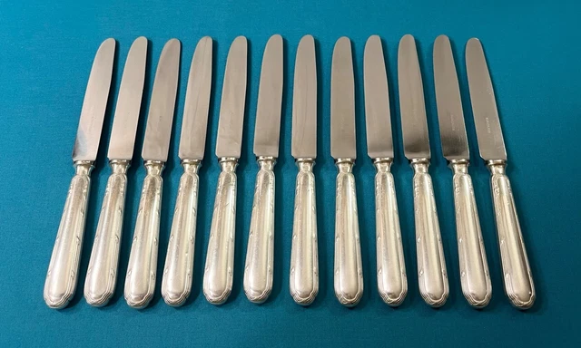 12 COUTEAU À entremet SFAM modèle FILET CHINON métal argenté Couvert