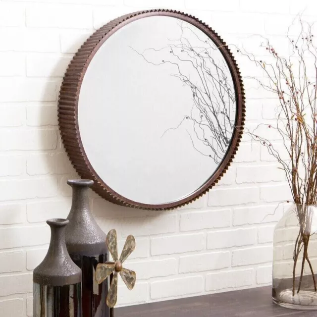 Bathroom Vanity Mirror Round Rustic Farmhouse Wall Decor Country Industrial New