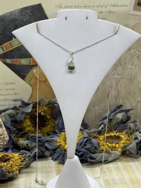 Genuine Libyan Desert Glass & Czech Moldavite heart charm necklace