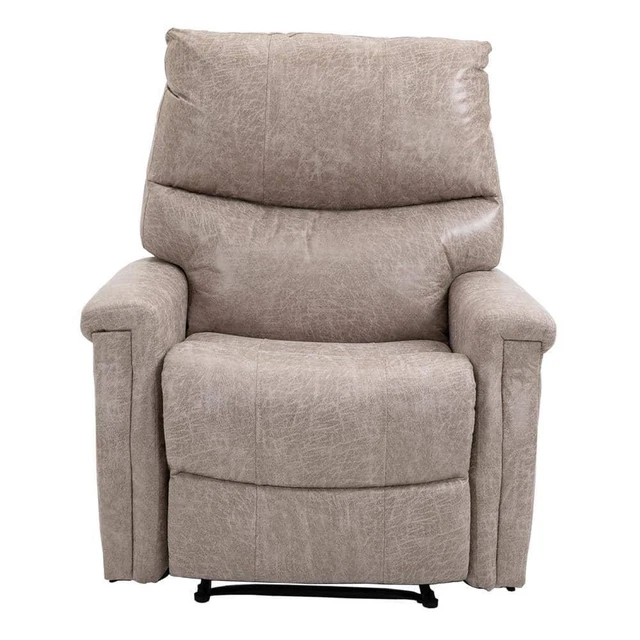 35.5 Wide Faux Leather Club Manual Glider Recliner With Padded Pillows In Light 35.5 Wide Faux Leather Club Manual Glider Recliner With Padded Pillows In Light